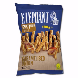 Elephant Pretzels Twist Caramelised Onion, Laugengebäck, 180g Beutel Elephant Pretzels Twist Caramelised Onion, Laugengebäck, 180g Beutel Bild 1