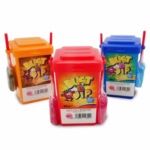Dust 'n' Dip, Mülltonne mit Lutscher & Dip, 40g Packung Dust 'n' Dip, Mülltonne mit Lutscher & Dip, 40g Packung Bild 1