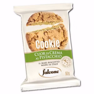 Falcone Cookie gefüllt mit Pistaziencreme 50g Packung Falcone Cookie gefüllt mit Pistaziencreme 50g Packung Bild 1