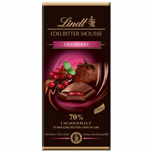 Lindt Edelbitter-Mousse Cranberry, Schokolade, 150g Tafel Lindt Edelbitter-Mousse Cranberry, Schokolade, 150g Tafel Bild 1