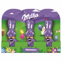Milka Schmunzelhase Vollmilch 3er Pack, Osterhase, 45g Milka Schmunzelhase Vollmilch 3er Pack, Osterhase, 45g Bild 1