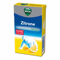Wick Zitrone & Menthol ohne Zucker, Hals-Bonbon, 46g Packung Wick Zitrone & Menthol ohne Zucker, Hals-Bonbon, 46g Packung Bild 1