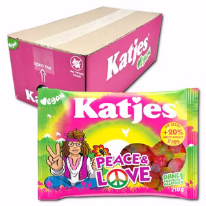Katjes Peace & Love, veganes Fruchtgummi, 20 Beutel je 210g Bild 1