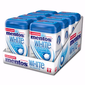 Mentos Gum Always White Peppermint 100er, Kaugummi, 8 Dosen je 106g Mentos Gum Always White Peppermint 100er, Kaugummi, 8 Dosen je 106g Bild 1