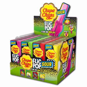 Chupa Chups Flic Pop Sour, Lutscher, 24 Stück je 14g Chupa Chups Flic Pop Sour, Lutscher, 24 Stück je 14g Bild 1