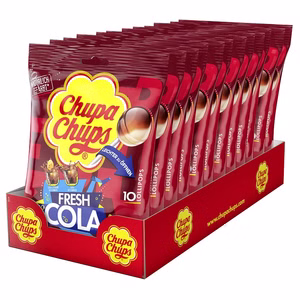 Chupa Chups Fresh Cola, Cola-Lutscher, 10er Pack 12 Beutel Chupa Chups Fresh Cola, Cola-Lutscher, 10er Pack 12 Beutel Bild 1
