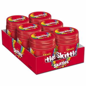 Skittles Fruits 125g, Bonbons, Dragees, 6 Dosen Skittles Fruits 125g, Bonbons, Dragees, 6 Dosen Bild 1