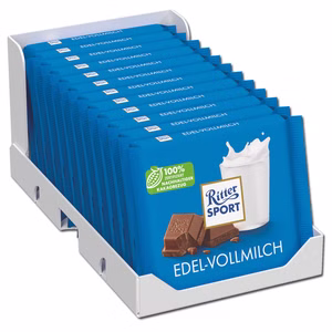Ritter Sport Edel-Vollmilch, Schokolade, 12 Tafeln je 100g Ritter Sport Edel-Vollmilch, Schokolade, 12 Tafeln je 100g Bild 1