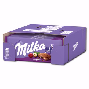 Milka Trauben-Nuss Schokolade 23 Tafeln je 90g Milka Trauben-Nuss Schokolade 23 Tafeln je 90g Bild 1