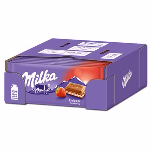 Milka Erdbeer Schokolade, 22 Tafeln je 100g Milka Erdbeer Schokolade, 22 Tafeln je 100g Bild 1