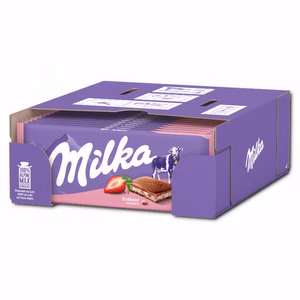 Milka Erdbeer Schokolade, 22 Tafeln je 100g Milka Erdbeer Schokolade, 22 Tafeln je 100g Bild 1