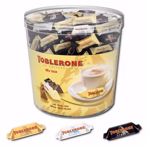 Toblerone Tiny Mix, Mini Schokoladen-Riegel, 904g Dose Toblerone Tiny Mix, Mini Schokoladen-Riegel, 904g Dose Bild 1