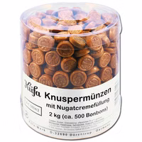 Küfa Knuspermünzen 2 Kg, Bonbons mit Nougatcremefüllung Küfa Knuspermünzen 2 Kg, Bonbons mit Nougatcremefüllung Bild 1