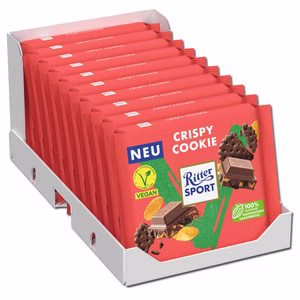 Ritter Sport Vegan Crispy Cookie, Schokolade, 10 Tafeln je 100g Ritter Sport Vegan Crispy Cookie, Schokolade, 10 Tafeln je 100g Bild 1