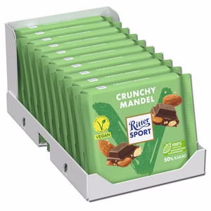 Ritter Sport Vegan Crunchy Mandel, Schokolade, 10 Tafeln je 100g Ritter Sport Vegan Crunchy Mandel, Schokolade, 10 Tafeln je 100g Bild 1