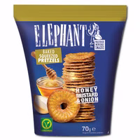 Elephant Baked Squeezed Pretzels Honey Mustard & Onion, Laugengebäck, 14 Beutel je 70g Elephant Baked Squeezed Pretzels Honey Mustard & Onion, Laugengebäck, 14 Beutel je 70g Bild 4