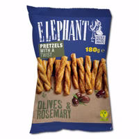 Elephant Pretzels Twist Olives & Rosemary, Laugengebäck, 15 Beutel je 180g Elephant Pretzels Twist Olives & Rosemary, Laugengebäck, 15 Beutel je 180g Bild 3