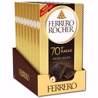 Ferrero Rocher 70% Kakao, Bitterschokolade, 8 Tafeln je 90g Ferrero Rocher 70% Kakao, Bitterschokolade, 8 Tafeln je 90g Bild 1