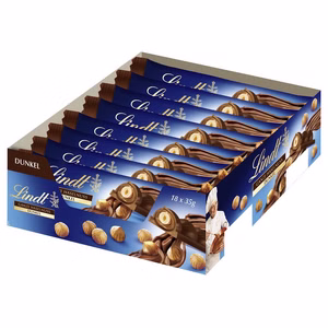 Lindt Nuss Deluxe Ganze Haselnuss Dunkel 18 Riegel je 35g Bild 1