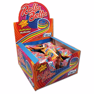 Vidal Rolla Belta Bunte Fruchtgummirolle 24 Stück je 19g Vidal Rolla Belta Bunte Fruchtgummirolle 24 Stück je 19g Bild 1