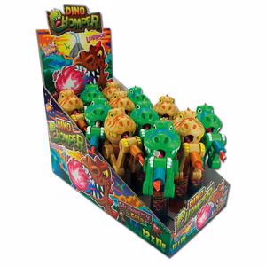 Dino Chomper, Dinosaurier mit Lutscher, 12 Stück je 11g Bild 1