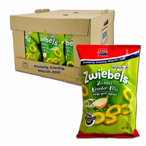 Xox Zwiebelringe, Knabberartikel, 24 Beutel je 40g Xox Zwiebelringe, Knabberartikel, 24 Beutel je 40g Bild 1