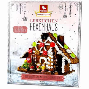 Weiss Lebkuchen Hexenhaus mit Fruchtgummi Dekorteilen 900g Weiss Lebkuchen Hexenhaus mit Fruchtgummi Dekorteilen 900g Bild 1