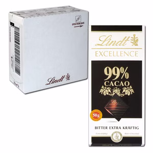 Lindt Excellence 99% Bitter Extra Kräftig 50g, 18 Tafeln Lindt Excellence 99% Bitter Extra Kräftig 50g, 18 Tafeln Bild 1