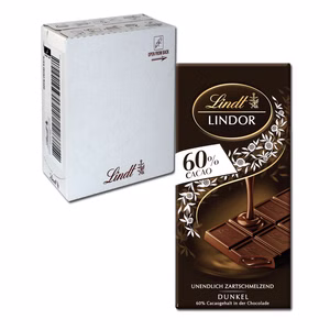 Lindt Lindor Dunkel Schokolade 10 Tafeln je 100g Lindt Lindor Dunkel Schokolade 10 Tafeln je 100g Bild 1
