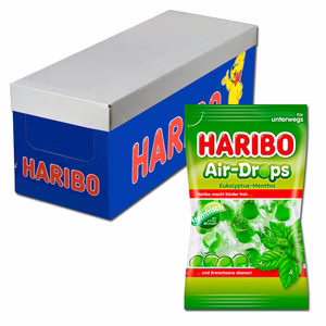 Haribo Air-Drops Eukalyptus-Menthol 12 Beutel je 100g Haribo Air-Drops Eukalyptus-Menthol 12 Beutel je 100g Bild 1