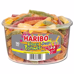 Haribo Riesen Pommes, Fruchtgummi sauer, 150 Stück Haribo Riesen Pommes, Fruchtgummi sauer, 150 Stück Bild 1