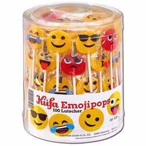 Küfa Emojipops, Smiley-Lutscher, Lolly, 100 Stück Küfa Emojipops, Smiley-Lutscher, Lolly, 100 Stück Bild 1