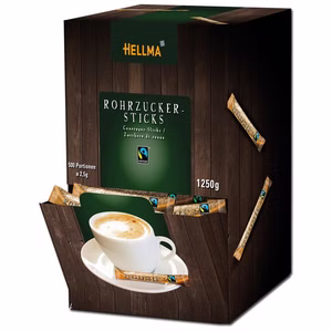 Hellma Fairtrade Rohrzucker Sticks, 500 Stück Hellma Fairtrade Rohrzucker Sticks, 500 Stück Bild 1