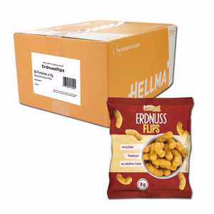 Hellma Erdnussflips, Knabberartikel, 80 Beutel je 8g Hellma Erdnussflips, Knabberartikel, 80 Beutel je 8g Bild 1