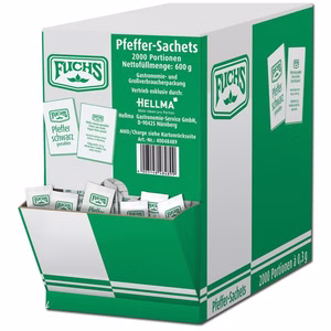 Fuchs Pfeffer, schwarzer Pfeffer Portionen, 2000 Stück Fuchs Pfeffer, schwarzer Pfeffer Portionen, 2000 Stück Bild 1