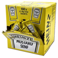 Heinz Senf Mittelscharf Portion 100 Stück je 17g Heinz Senf Mittelscharf Portion 100 Stück je 17g Bild 1