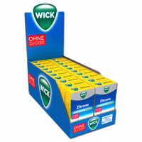 Wick Zitrone & Menthol ohne Zucker, Hals-Bonbon, 20 Packungen je 46g Wick Zitrone & Menthol ohne Zucker, Hals-Bonbon, 20 Packungen je 46g Bild 1