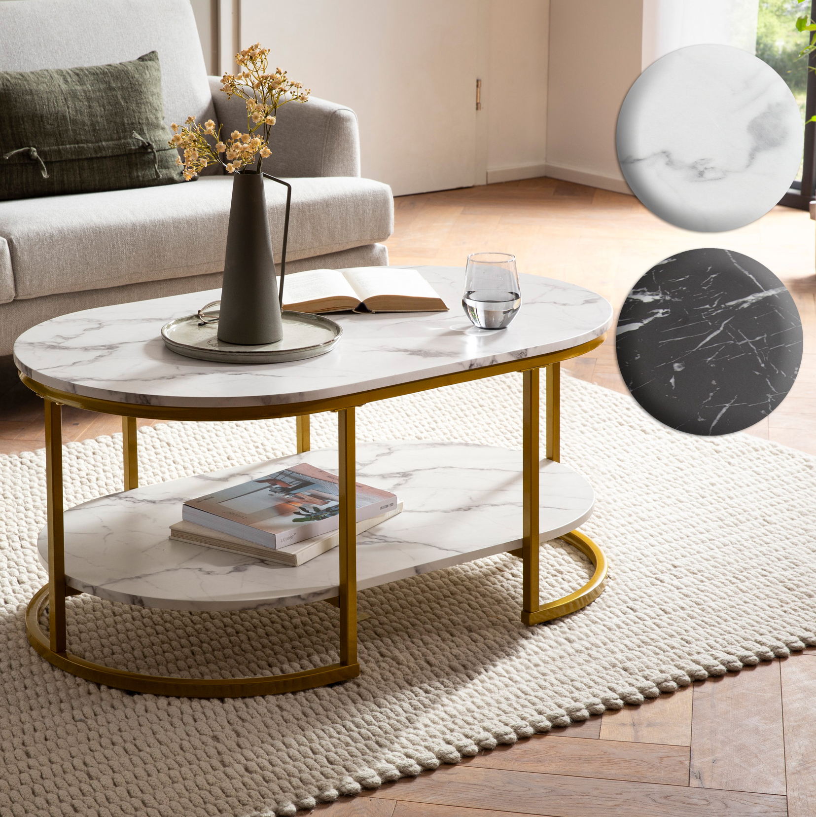 FineBuy Couchtisch 100x60x45 cm Marmor Optik, Design Wohnzimmertisch Rechteckig, Lounge Sofatisch mit Ablage, Kaffeetisch Modern mit goldenem Metallgestell | Farbe: Weiß FineBuy Couchtisch 100x60x45 cm Marmor Optik, Design Wohnzimmertisch Rechteckig, Lounge Sofatisch mit Ablage, Kaffeetisch Modern mit goldenem Metallgestell | Farbe: Weiß