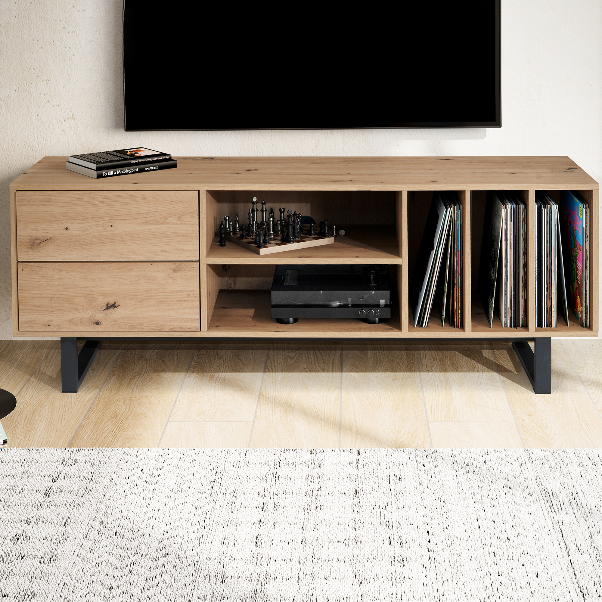 Lowboard FineBuy Fernsehkommode 150 cm TV Schrank Regal Fernsehschrank Modern – Ansicht 5