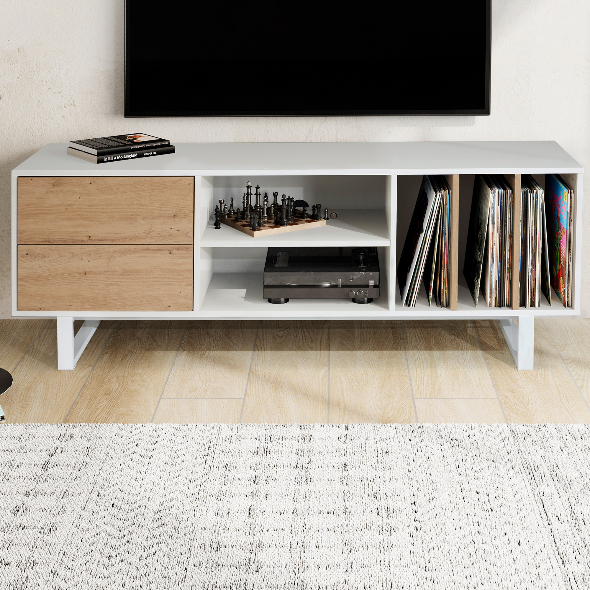 Lowboard FineBuy Fernsehkommode 150 cm TV Schrank Regal Fernsehschrank Modern – Ansicht 5