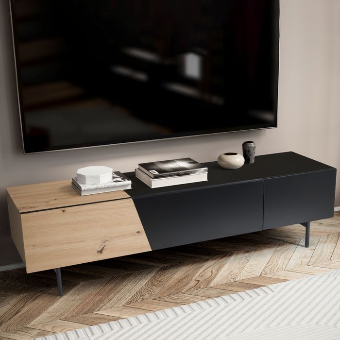 Lowboard FineBuy TV Schrank 150 cm Fernsehtisch Fernsehschrank Türen Schublade