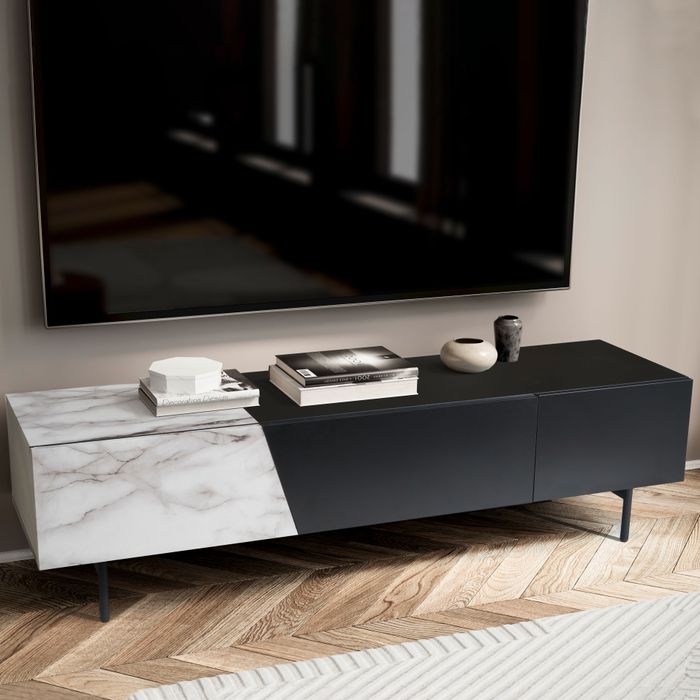 Lowboard FineBuy TV Schrank 150 cm Fernsehtisch Fernsehschrank Türen Schublade