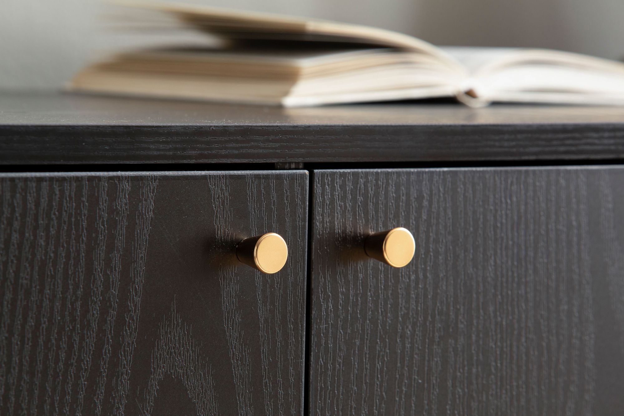 Sideboard FineBuy 140cm Eiche Dekor Schwarz mit 2 Türen Schublade & Ablage Kommode – Ansicht 7