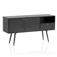 Sideboard FineBuy 140cm Eiche Dekor Schwarz mit 2 Türen Schublade & Ablage Kommode – Ansicht 6