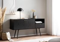 Sideboard FineBuy 140cm Eiche Dekor Schwarz mit 2 Türen Schublade & Ablage Kommode – Ansicht 5