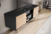 Lowboard FineBuy TV Schrank 150 cm Fernsehkommode Fernsehschrank Schwarz Eiche – Ansicht 5