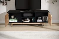 Lowboard FineBuy TV Schrank 150 cm Fernsehkommode Fernsehschrank Schwarz Eiche – Ansicht 2