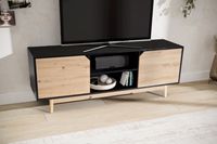 Lowboard FineBuy TV Schrank 150 cm Fernsehkommode Fernsehschrank Schwarz Eiche – Ansicht 4