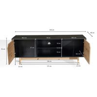 Lowboard FineBuy TV Schrank 150 cm Fernsehkommode Fernsehschrank Schwarz Eiche – Ansicht 3