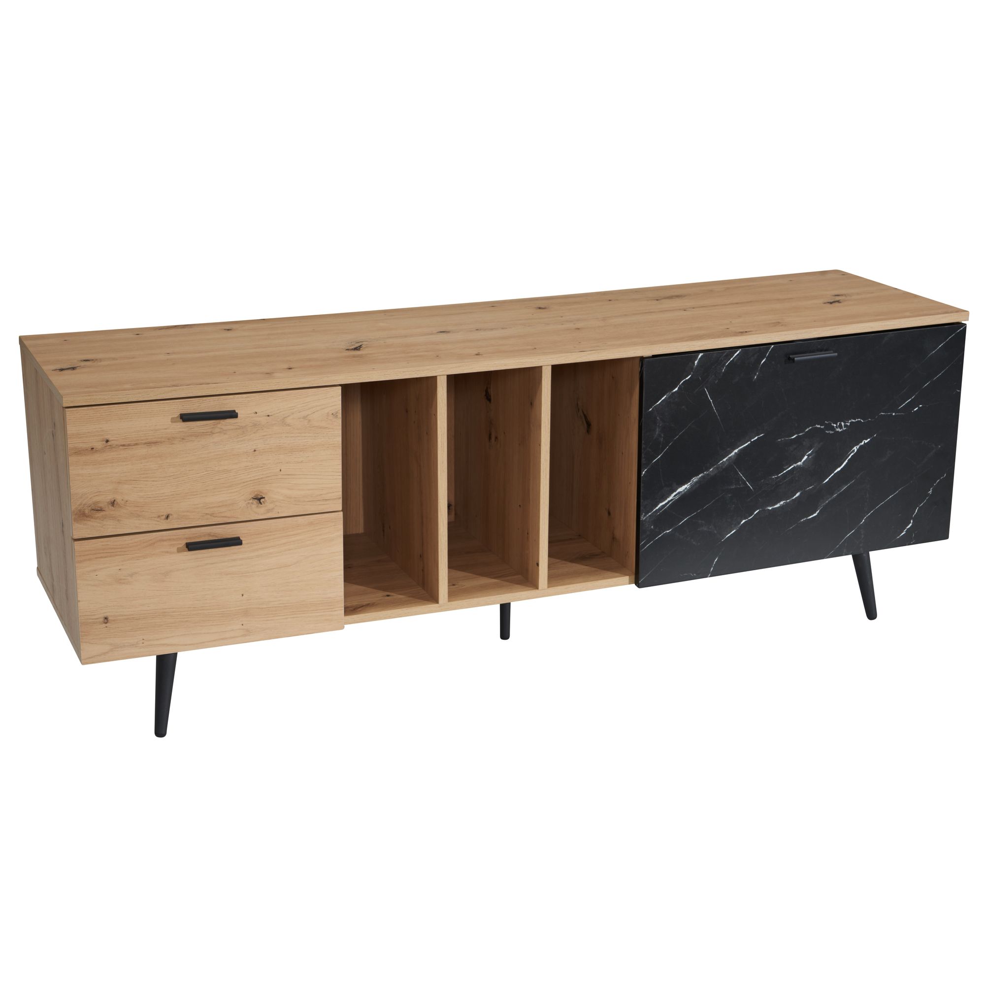 Lowboard FineBuy TV Schrank 150 cm Fernsehtisch Fernsehschrank Marmor Schwarz – Ansicht 6